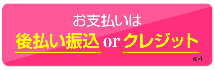 お支払方法は後払いの振込又はクレジットカード